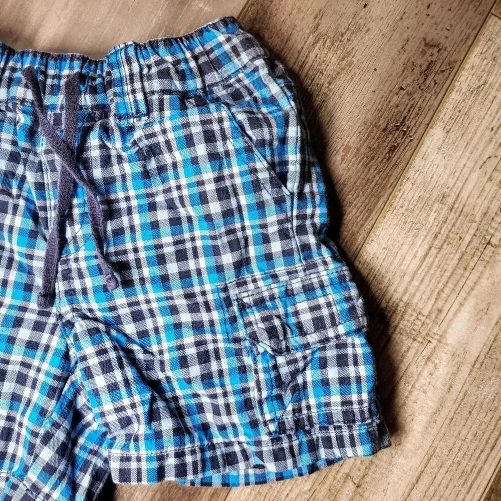 Gymboree Blue Plaid Casual Boy Shorts Size 3-6 Months EUC